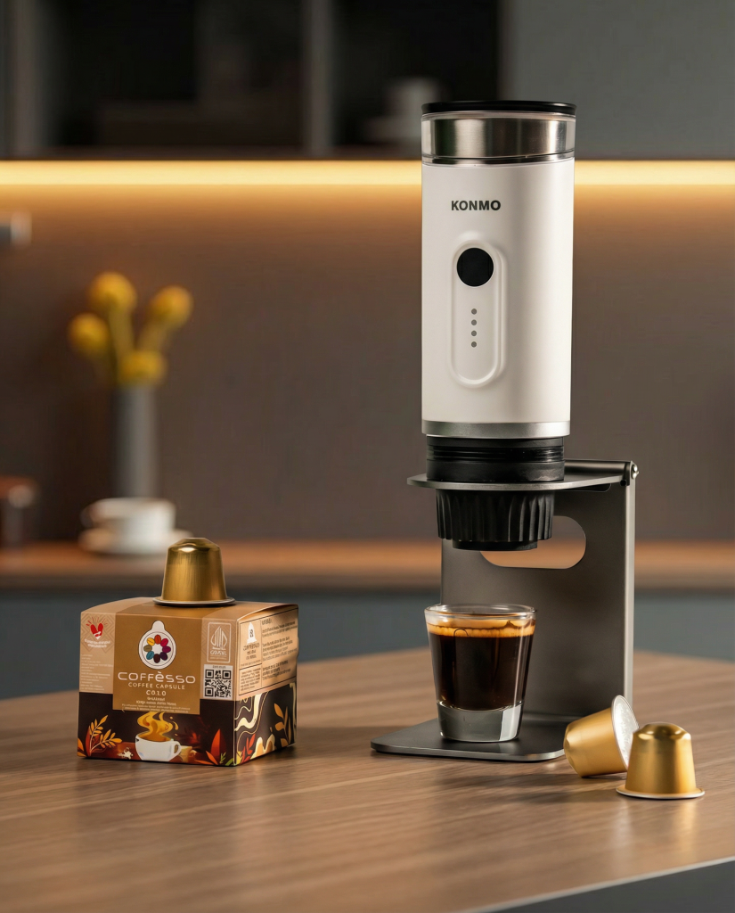 mesin kopi konmo portable putih